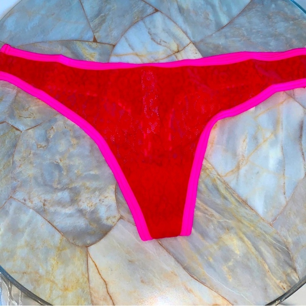 Victorias Secret Red Lace Cheeky Panty Thong